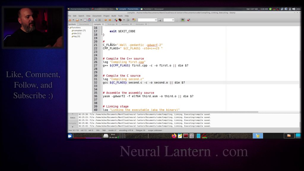 Compile, Link, Execute: A Beginner’s Guide to Linux Programming with C++, C, and Assembly