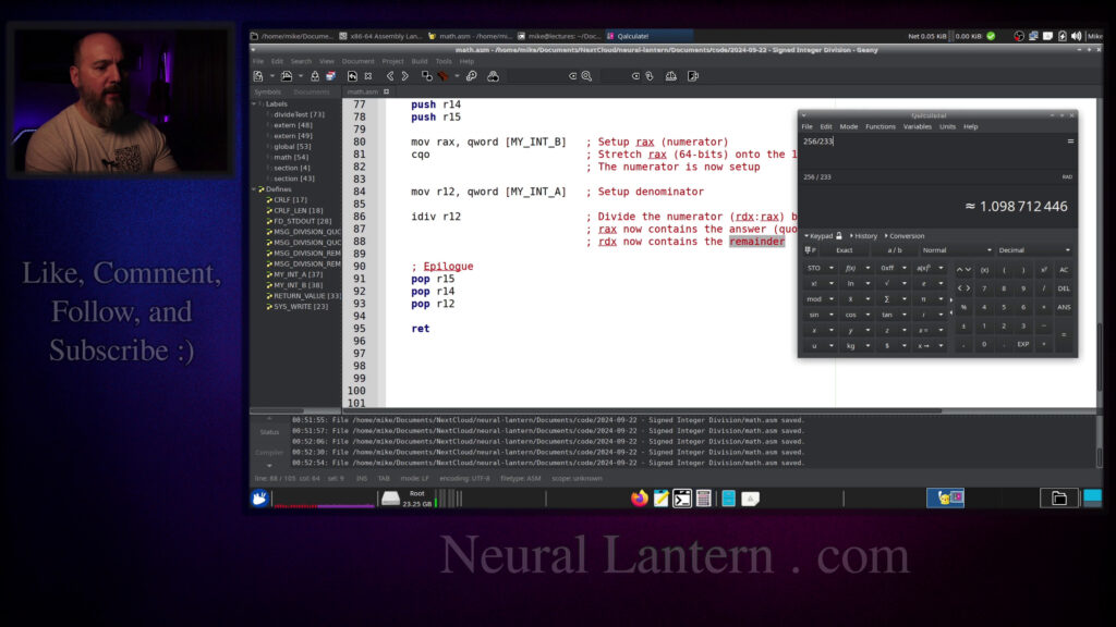 Signed Integer Division in x86-64 Assembly with IDIV and CQO
